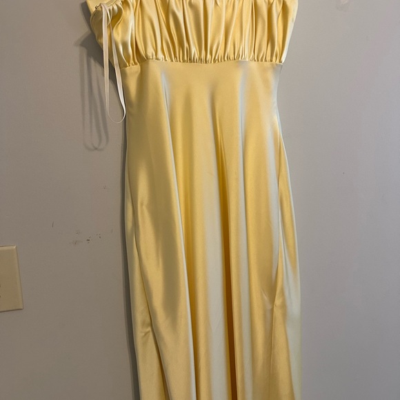Brooke Satin Yellow Dress by Revelry - Picture 6 of 7